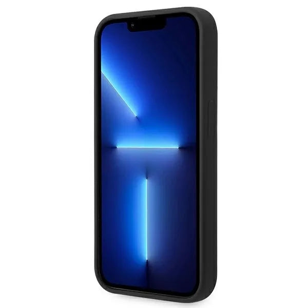 BMW Liquid Silicone dėklas su metaliniu logotipu, skirtas iPhone 14 Pro Max (juodas)