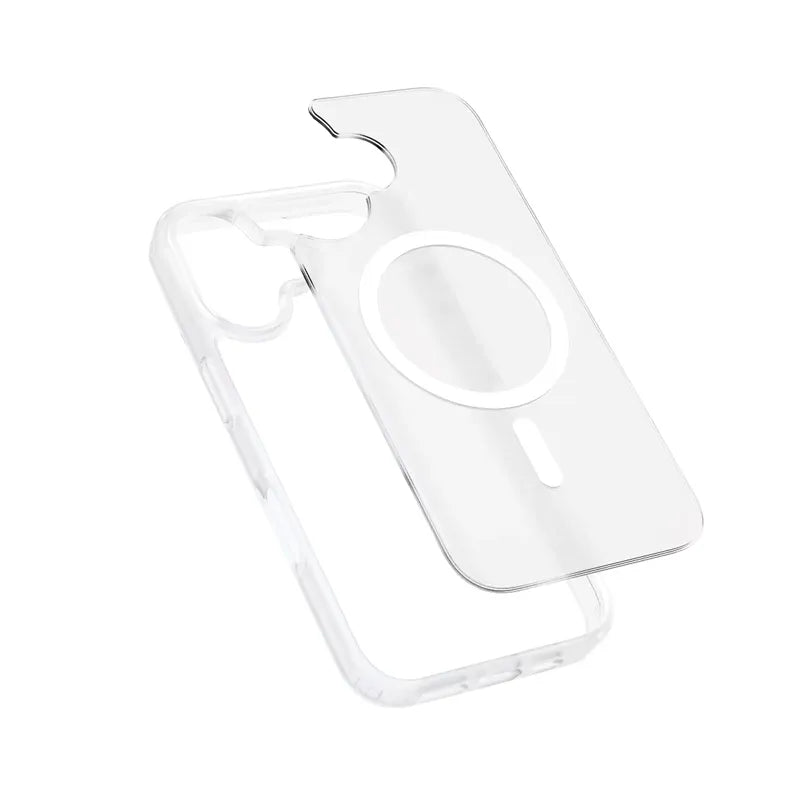 Crong Hybrid Matte Magnetic – „MagSafe“ dėklas, skirtas „iPhone 17“ (baltas)