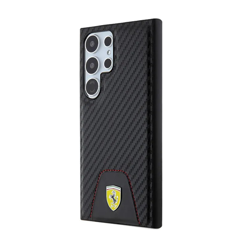 Ferrari Carbon Stitched Bottom – dėklas Samsung Galaxy S24 Ultra (juodas)