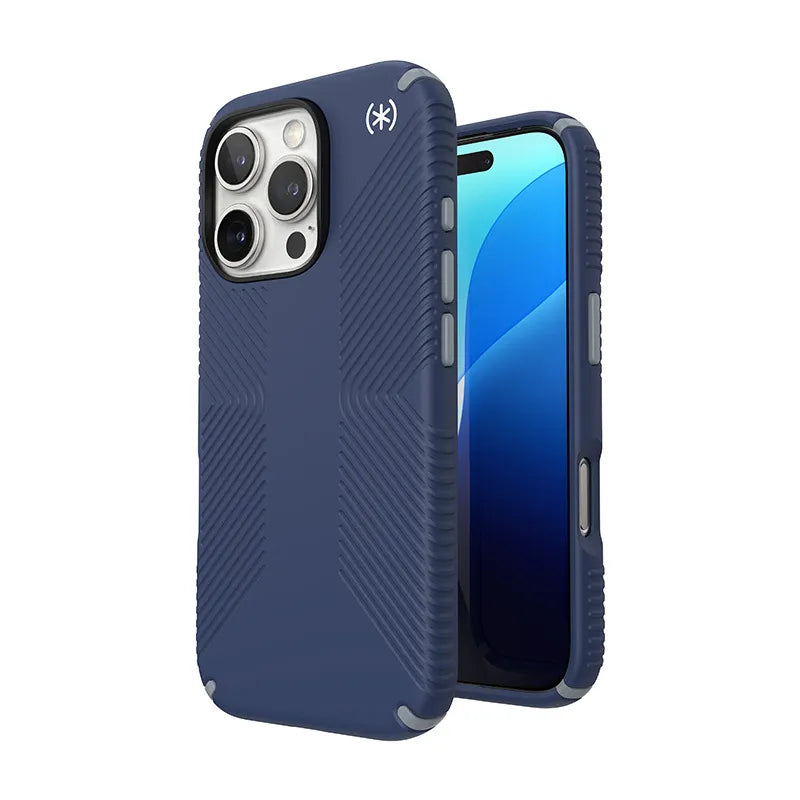 Speck Presidio2 Grip - iPhone 16 Pro dėklas (Coastal Blue / Dust Gray / White)