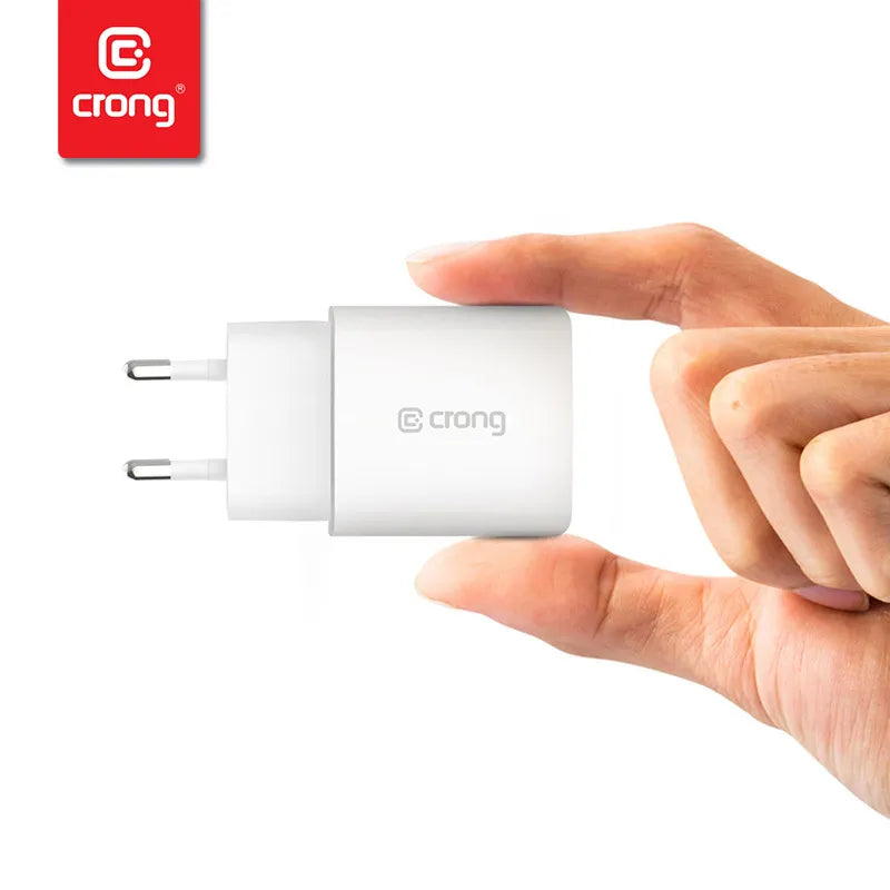 Crong USB-C kelioninis įkroviklis – USB-C Power Delivery 20 W sieninis įkroviklis (baltas)