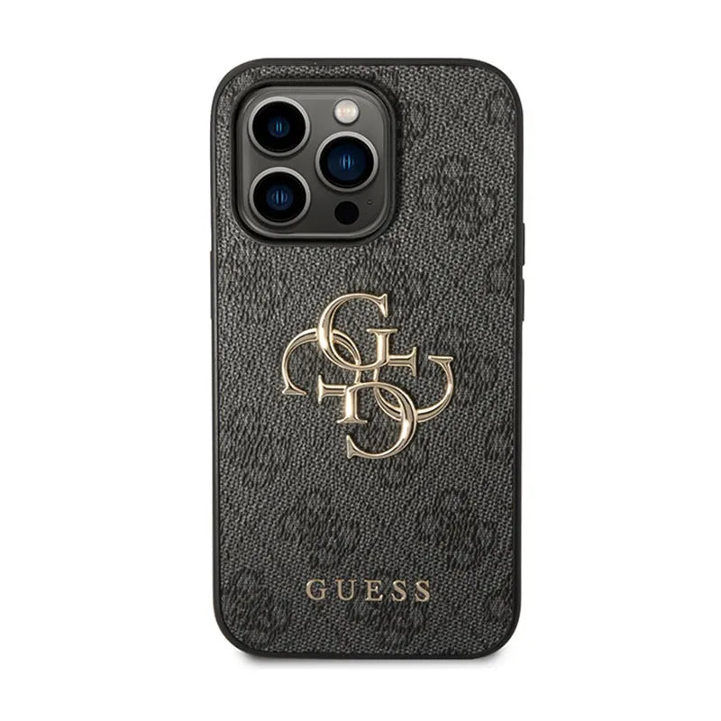 Guess 4G Big Metal Logo dėklas iPhone 15 Pro telefonui (pilkas)