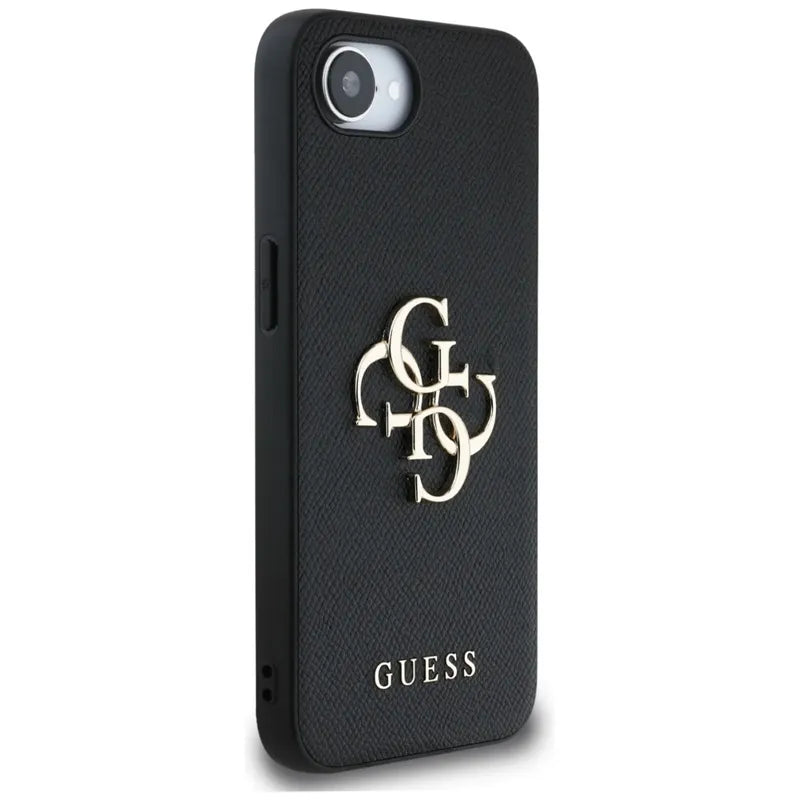 Guess Grained Big 4G Logo Small Classic Logo – dėklas iPhone 16e (juodas)