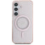 Guess Rhinestones Printed Classic Logo MagSafe - dėklas Samsung Galaxy S25 (rožinis)
