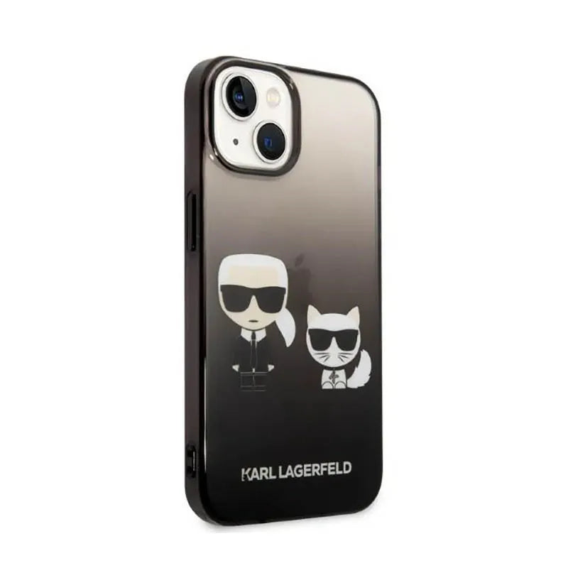 Karl Lagerfeld Gradient Ikonik Karl & Choupette – dėklas iPhone 14 Plus (juodas)