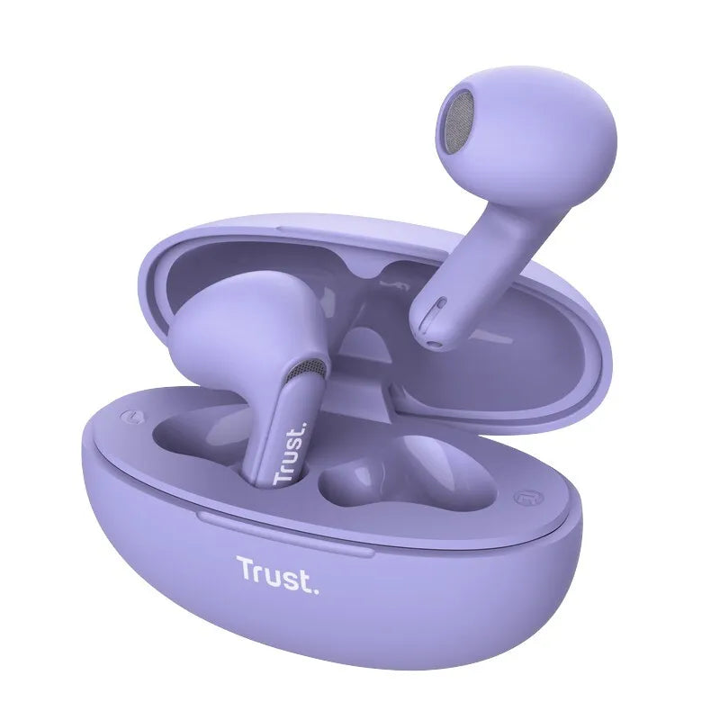 Trust Yavi – belaidės Bluetooth TWS ausinės su įkrovimo dėklu ir ENC (violetinės)