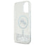 Karl Lagerfeld Liquid Glitter Karl & Choupette Head MagSafe – dėklas iPhone 16 Plus (skaidrus)