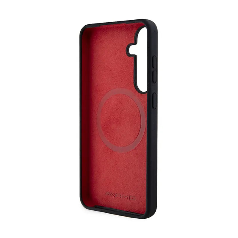 AMG Silicone Carbon Pattern MagSafe - dėklas Samsung Galaxy S24 telefonui (juodas)