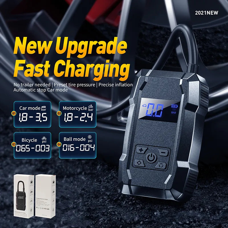 WEKOME Pi801 – nešiojamas elektrinis automobilinis siurblys + išorinė baterija (Power Bank) 2000 mAh (juodas)