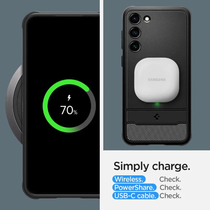 Spigen Rugged Armor – dėklas Samsung Galaxy S23 (Matte Black)