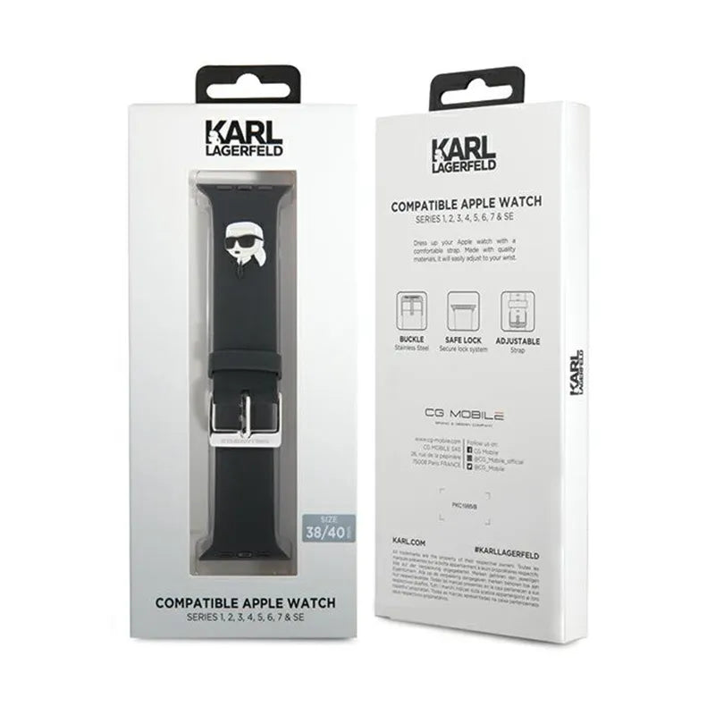 Karl Lagerfeld 3D Rubber Karl Head NFT – dirželis Apple Watch 38/40/41 mm laikrodžiui (juodas)