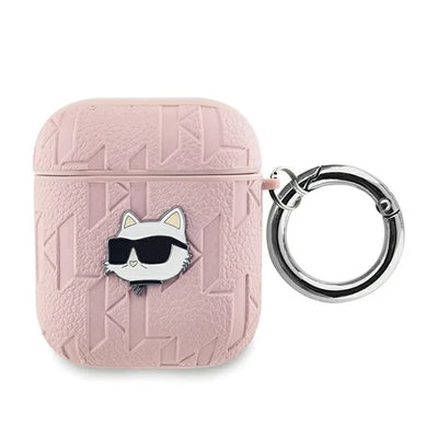 Karl Lagerfeld Monogram Choupette Head – dėklas AirPods 1/2 gen (rožinis)