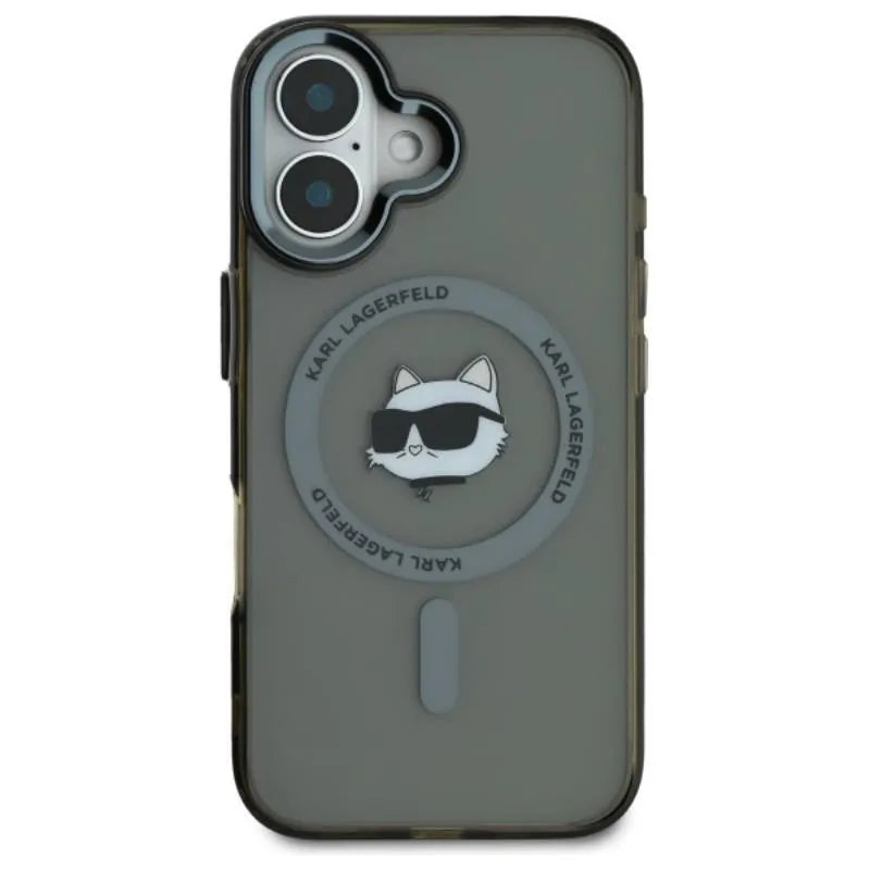 Karl Lagerfeld IML Metal Choupette Head MagSafe – dėklas, skirtas iPhone 16 Plus (juodas)
