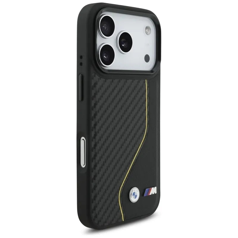BMW M Carbon Line & Logo MagSafe – dėklas iPhone 17 Pro (geltonas)