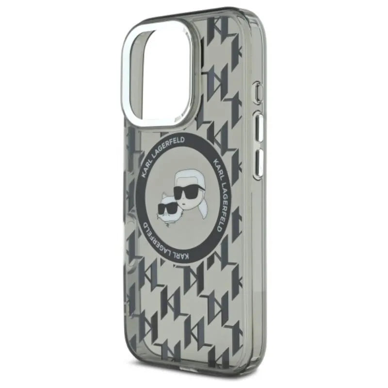 Karl Lagerfeld IML Monogram Karl & Choupette Head MagSafe – dėklas iPhone 16 Pro (juodas)
