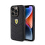 Ferrari Quilted Metal Logo – dėklas iPhone 15 Pro (juodas)