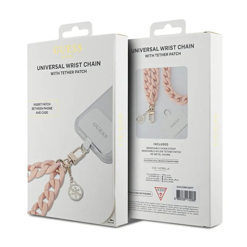 Guess Universal Big Hand Strap Acrylic 4G Charm – universalus telefono dirželis (rožinis)