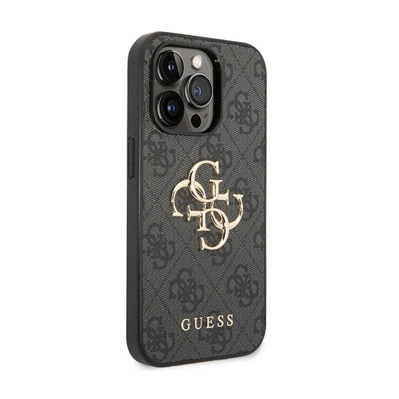 Guess 4G Big Metal Logo dėklas iPhone 15 Pro telefonui (pilkas)