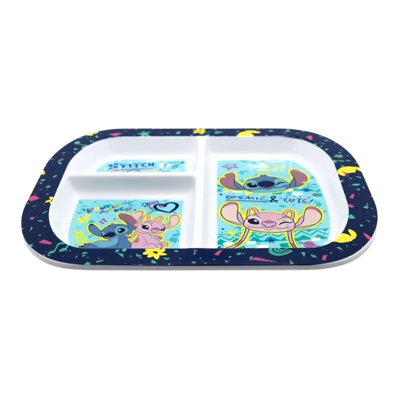 Disney Stitch – mikrobangų krosnelėje naudojama vaikiška lėkštė su skyreliais iš Stitch & Angel kolekcijos (19,5 x 22 cm)