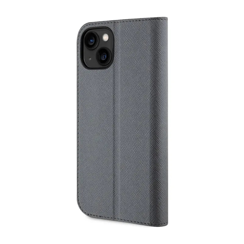 Karl Lagerfeld Booktype NFT Saffiano Karl & Choupette – dėklas iPhone 14 (sidabrinis)