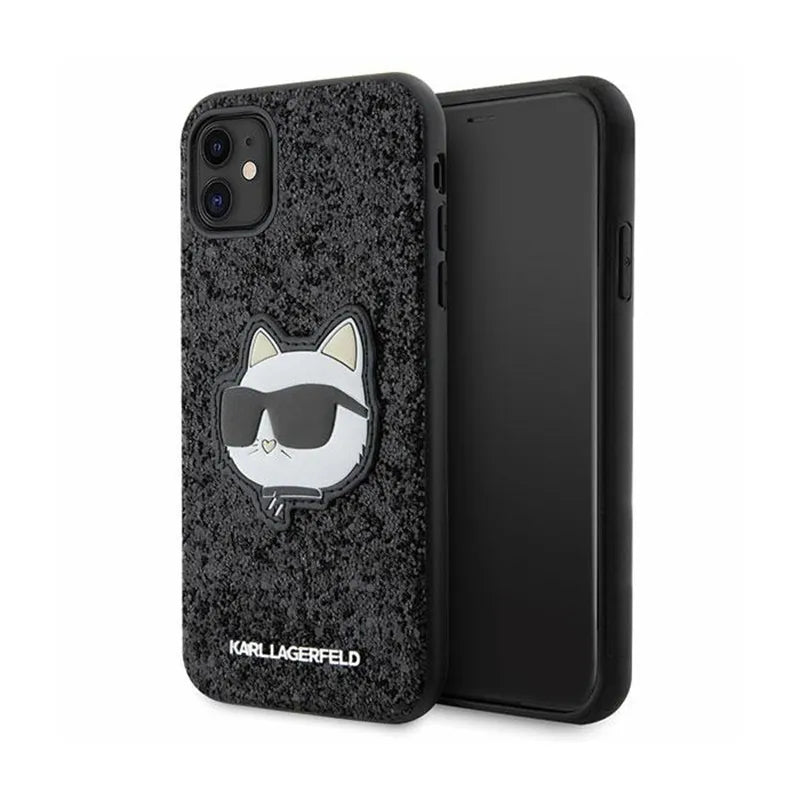 Karl Lagerfeld NFT Glitter Choupette Patch – dėklas iPhone 11 (juodas)