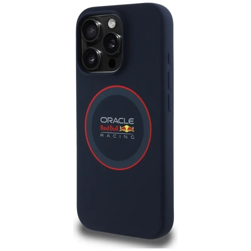 Red Bull Silicone Red Ring MagSafe – dėklas iPhone 16 Pro Max (tamsiai mėlynas)