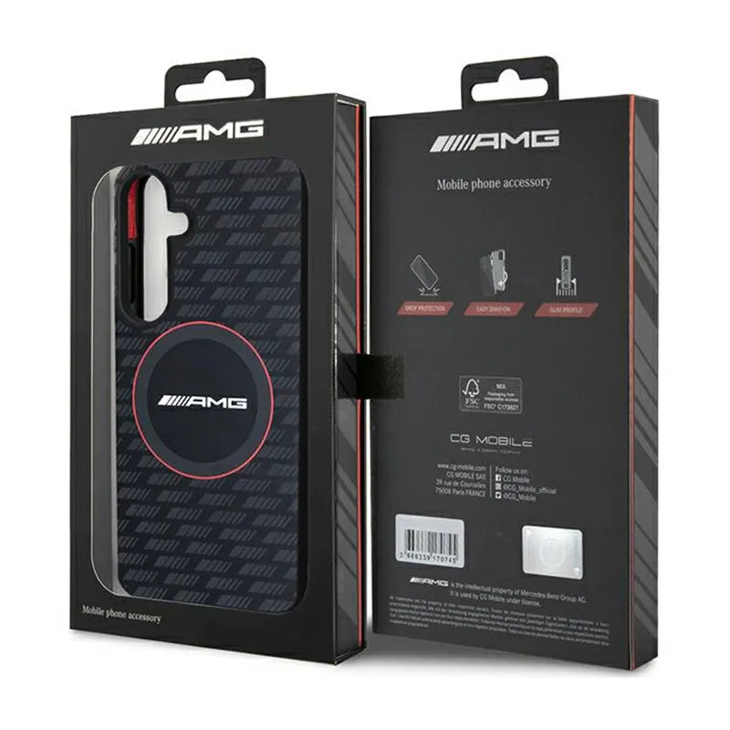 AMG Silicone Carbon Pattern MagSafe - dėklas Samsung Galaxy S24 telefonui (juodas)