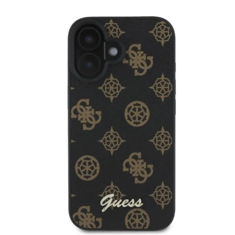 „Guess Peony Script MagSafe“ – dėklas „iPhone 16“ (juodas)
