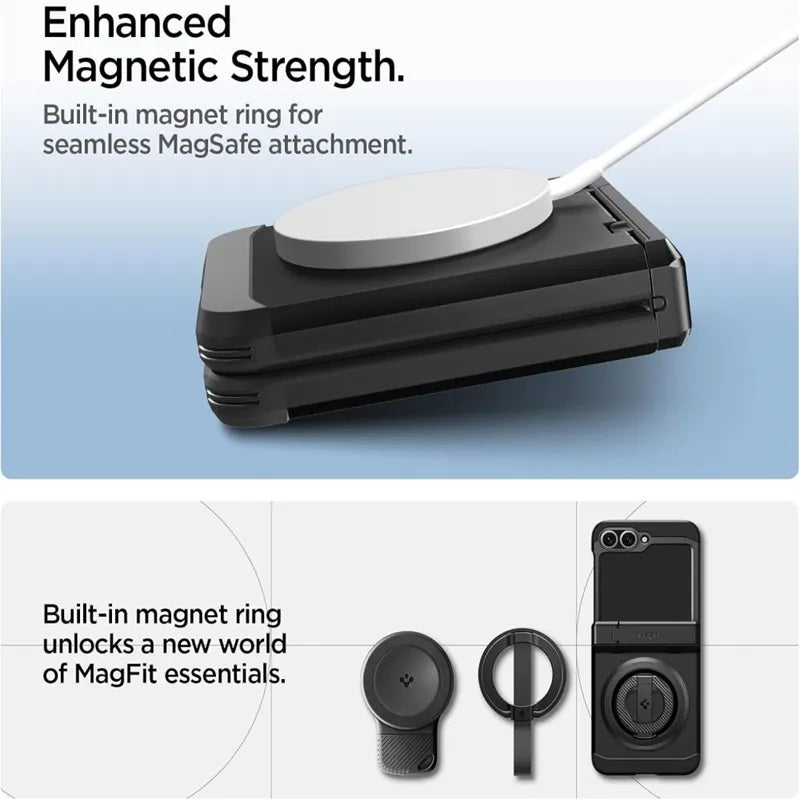 Spigen Tough Armor Pro Mag MagSafe – dėklas Samsung Galaxy Z Flip 6 / 7 FE (juodas)