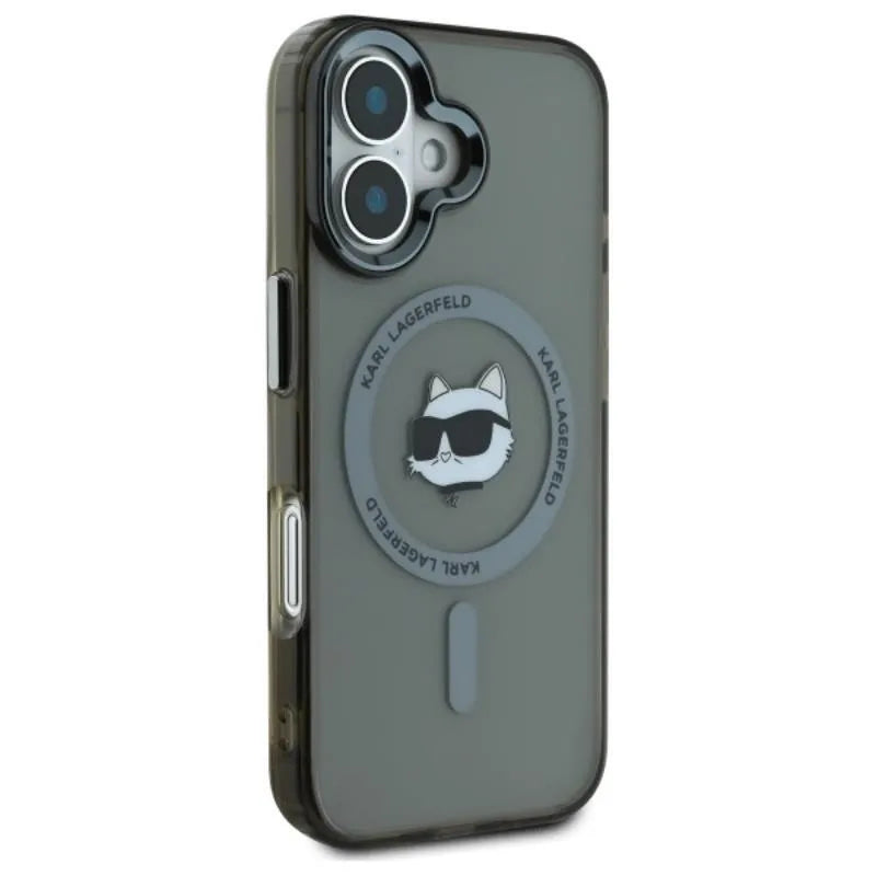 Karl Lagerfeld IML Metal Choupette Head MagSafe – dėklas, skirtas iPhone 16 Plus (juodas)
