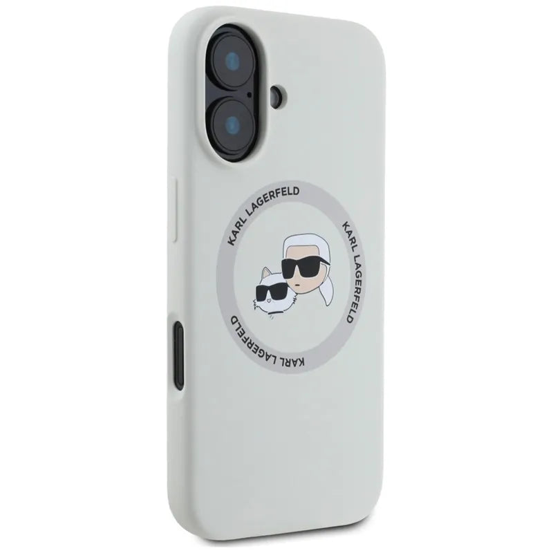 Karl Lagerfeld Silicone Double Heads And Circle MagSafe – Dėklas iPhone 16 (smėlio spalvos)