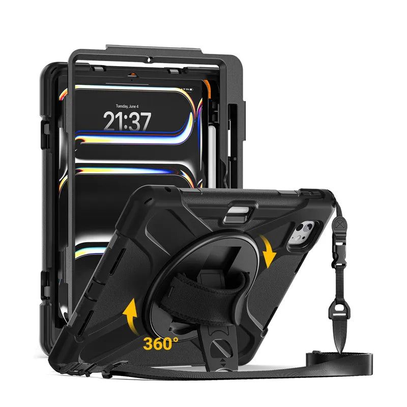 Crong Defender Plus – Tvirto korpuso dėklas iPad Pro 11" (2025) / (2024) (Juodas)