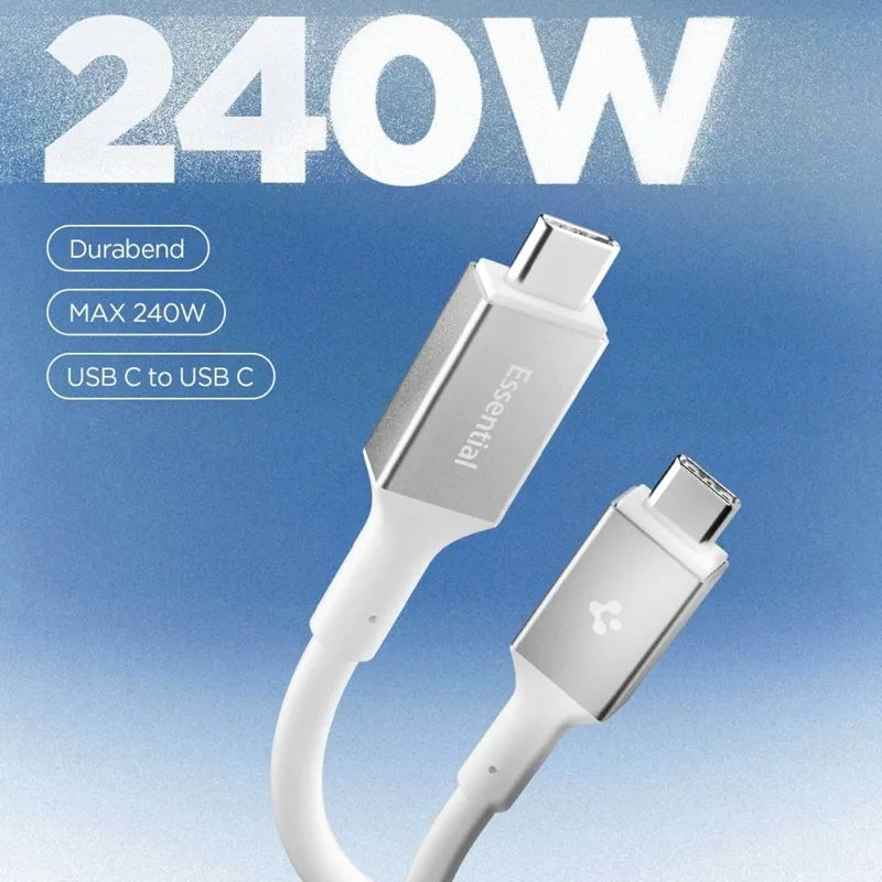 Spigen EB24012CC Essential – USB-C į USB-C PD laidas 240W 1,2m (baltas)
