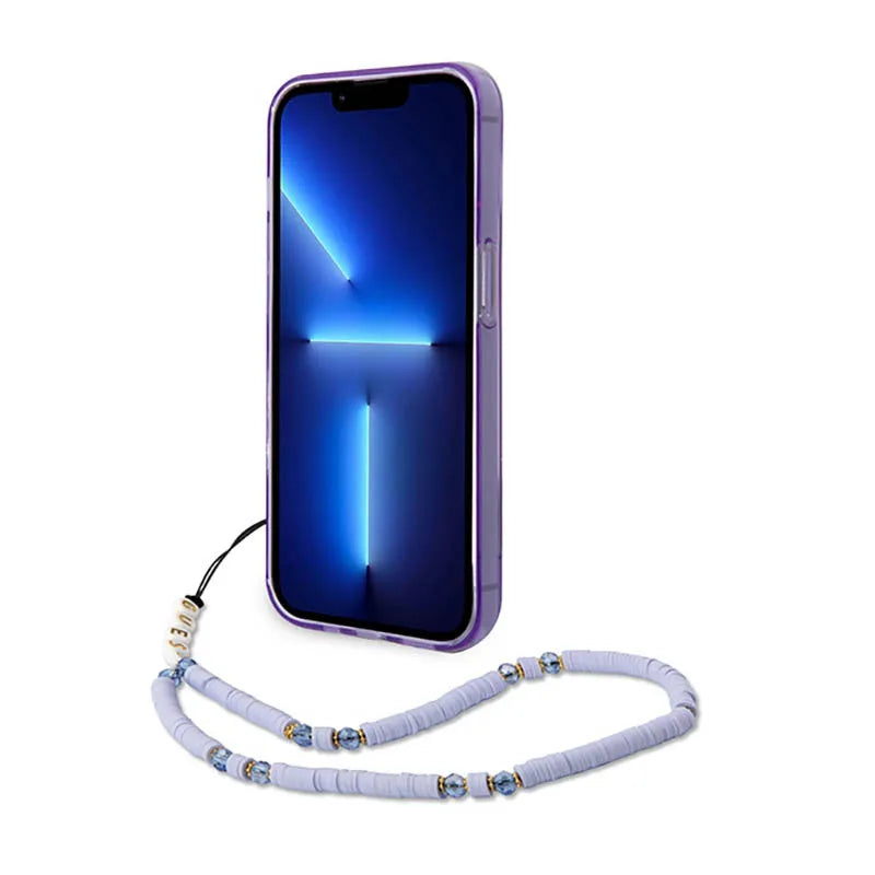 Guess Translucent Pearl Strap - Dėklas iPhone 14 Pro (Violetinis)