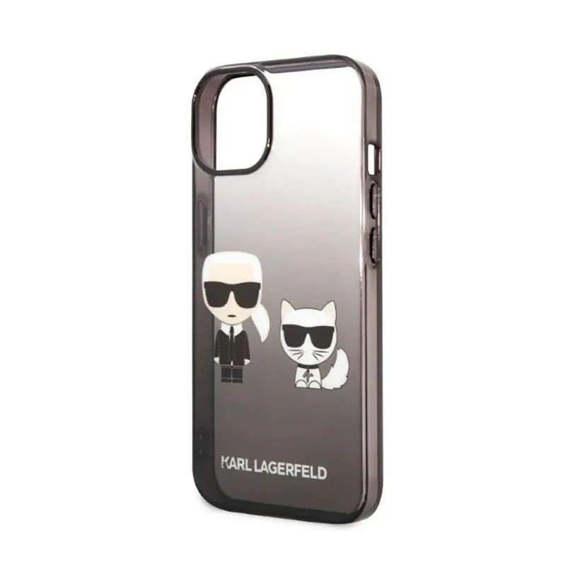 Karl Lagerfeld Gradient Ikonik Karl & Choupette – dėklas iPhone 14 Plus (juodas)