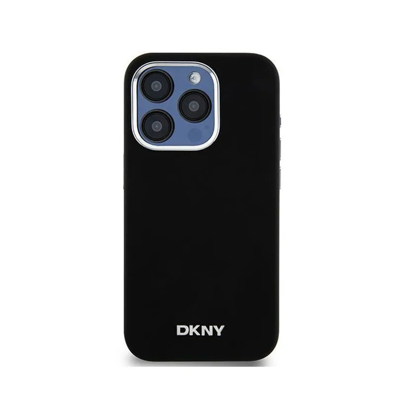 DKNY Liquid Silicone Small Metal Logo MagSafe – dėklas iPhone 14 Pro (juodas)