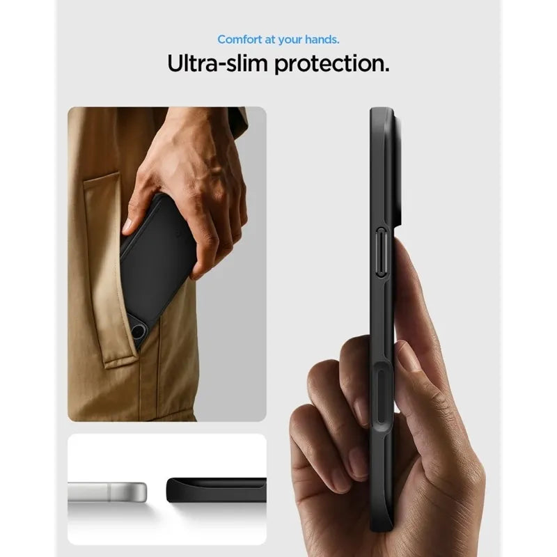 Spigen Thin Fit Mag MagSafe – dėklas, skirtas iPhone 18 Pro / 17 Pro (Abyss Green)