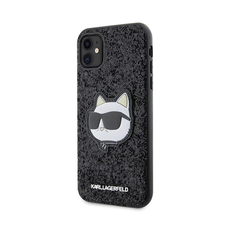 Karl Lagerfeld NFT Glitter Choupette Patch – dėklas iPhone 11 (juodas)
