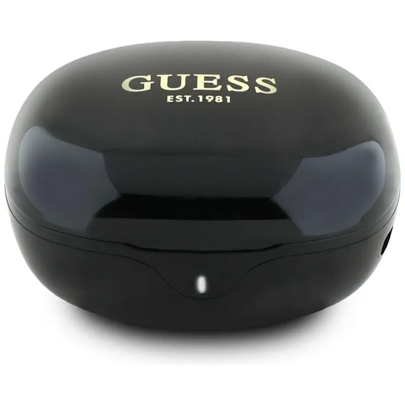 Guess Flat Classic Logo Electroplated – TWS ausinės + įkrovimo dėklas (juodos)