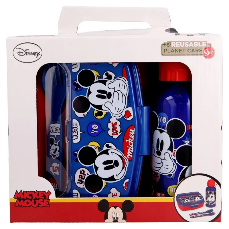 Mickey Mouse – Pietų dėžučių rinkinys, 400 ml gertuvė, stalo įrankiai