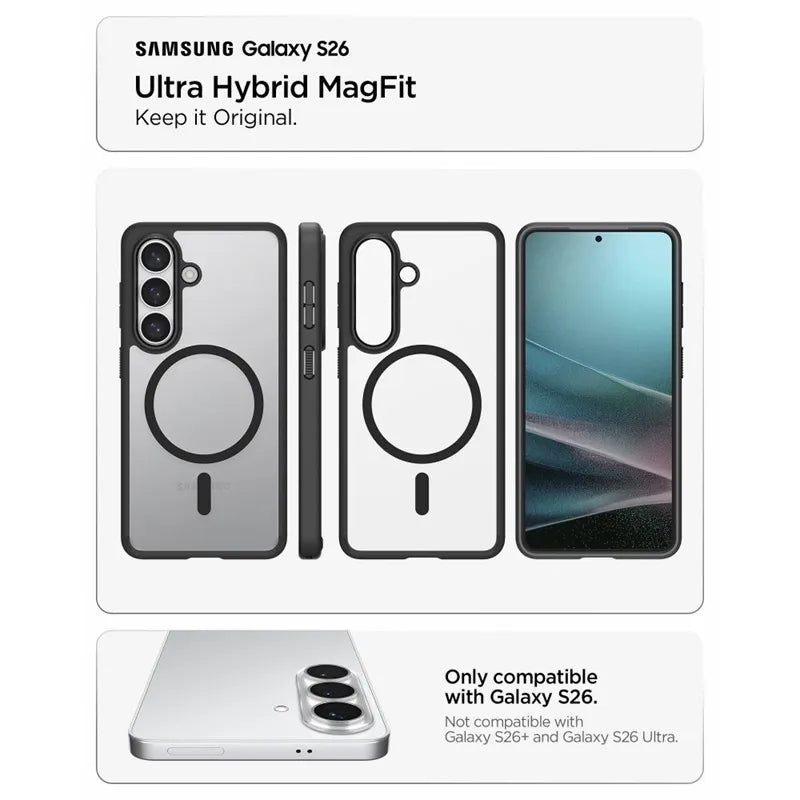 Spigen Ultra Hybrid Mag MagSafe – dėklas Samsung Galaxy S26 (matinė juoda)