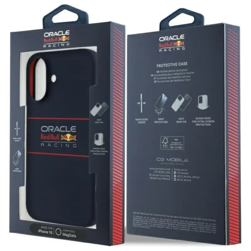 Red Bull Silicone Horizontal Logo MagSafe – dėklas iPhone 16 (tamsiai mėlynas)