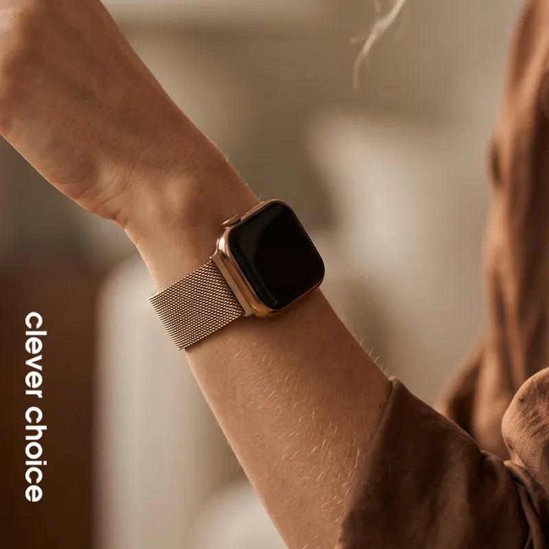 Crong Milano Steel – nerūdijančio plieno dirželis Apple Watch 38/40/41/42 mm (rožinio aukso spalva)