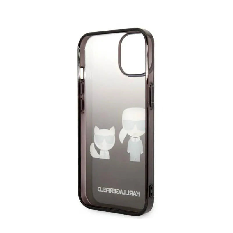 Karl Lagerfeld Gradient Ikonik Karl & Choupette – dėklas iPhone 14 Plus (juodas)