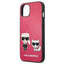 Karl Lagerfeld PU odinis dėklas Karl & Choupette Embossed – skirtas iPhone 13 Mini (fuksijos spalvos)