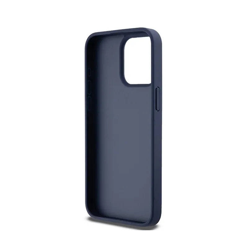 DKNY Leather Mono Stripe & Metal Logo – dėklas, skirtas iPhone 15 Pro Max (mėlynas)