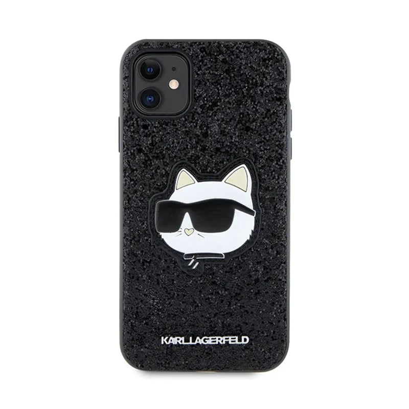 Karl Lagerfeld NFT Glitter Choupette Patch – dėklas iPhone 11 (juodas)