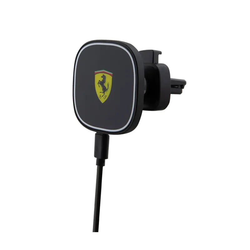 Ferrari MagSafe kolekcija – magnetinis automobilinis laikiklis su 15 W belaidžiu įkrovimu (juodas)