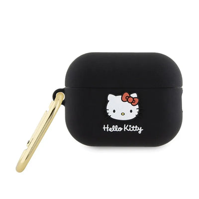 Hello Kitty silikoninis 3D kačiuko galvos formos dėklas, skirtas AirPods Pro 2 (juodas)