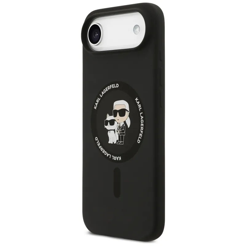 Karl Lagerfeld Silicone Karl & Choupette Ring MagSafe – dėklas iPhone Air (juodas)